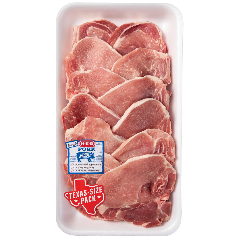 H-E-B Bone-in Center Loin Pork Chops - Texas-Size Pack, Avg. 3.7 lbs