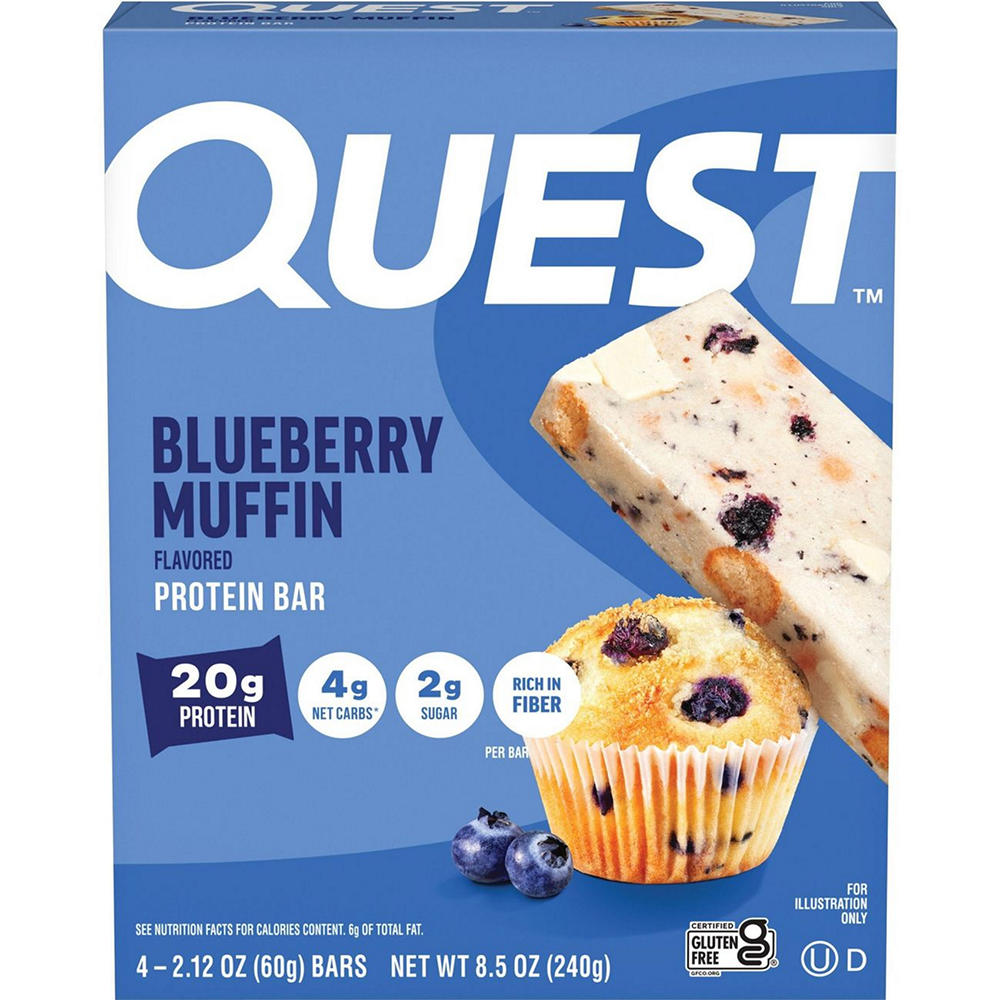 Quest 20g Protein Bars - Blueberry Muffin, 4 ct