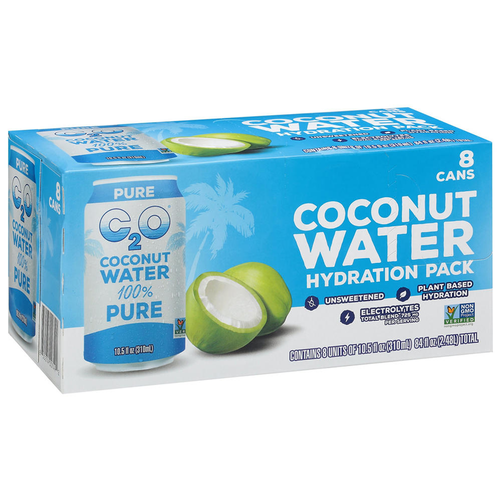 C2O Pure Coconut Water 8 pk Cans, 10.5 oz