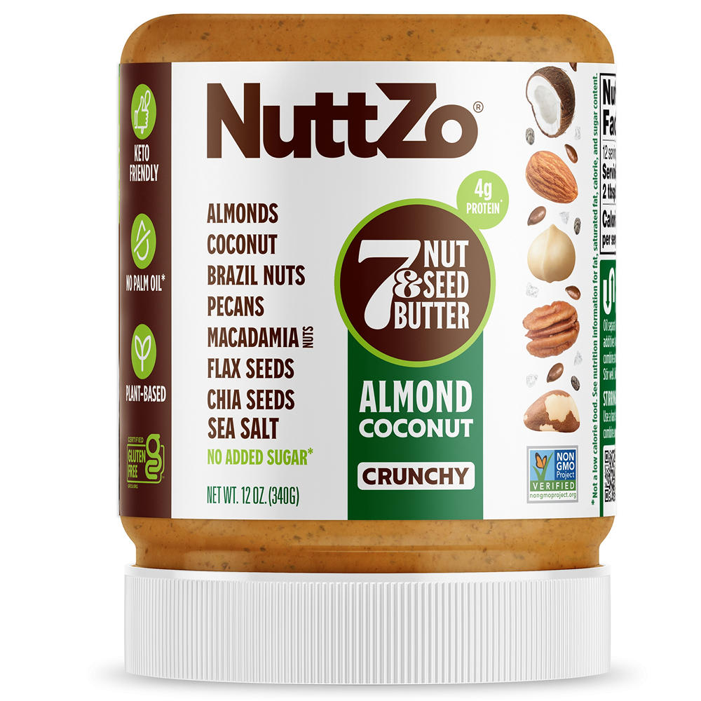 NuttZo Keto Crunchy 7 Nut & Seed Butter - Almond Coconut, 12 oz