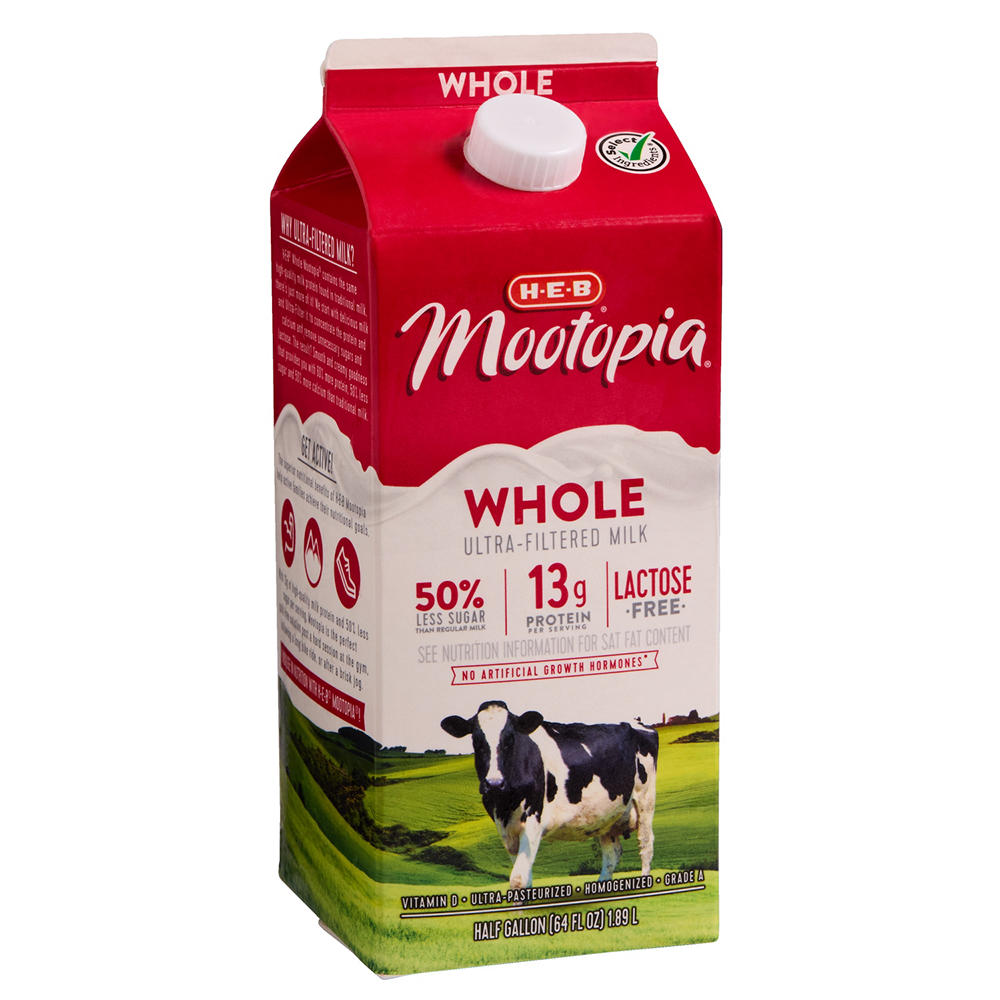 H-E-B Mootopia 13g Protein Lactose Free Whole Milk, 1/2 gal