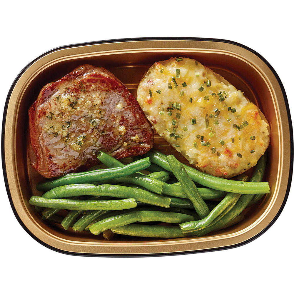 Meal Simple by H-E-B New York Strip Steak, Loaded Potato Boat & Green Beans, Avg. 0.8 lb