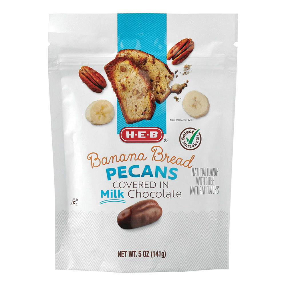 H-E-B Banana Bread Milk Chocolate Covered Pecans, 5 oz