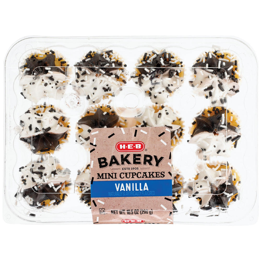 H-E-B Bakery Mini Graduation Cupcakes - Vanilla, 12 ct