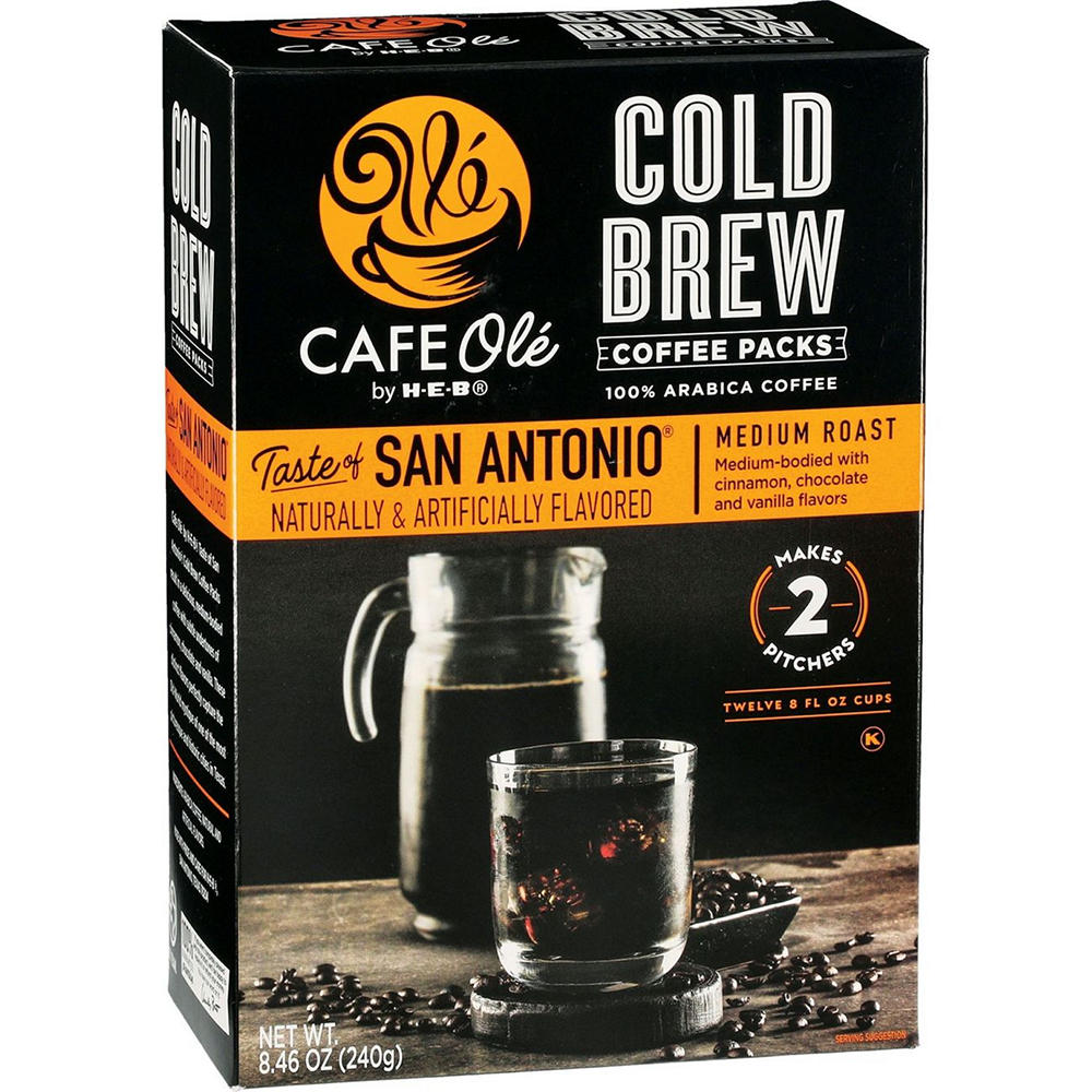 CAFE Olé by H-E-B Cold Brew Coffee Packs - Taste of San Antonio, 8.46 oz