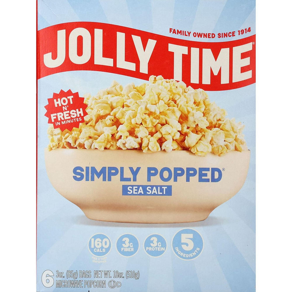 Jolly Time Simply Popped Sea Salt Microwave Popcorn Bags, 6 ct