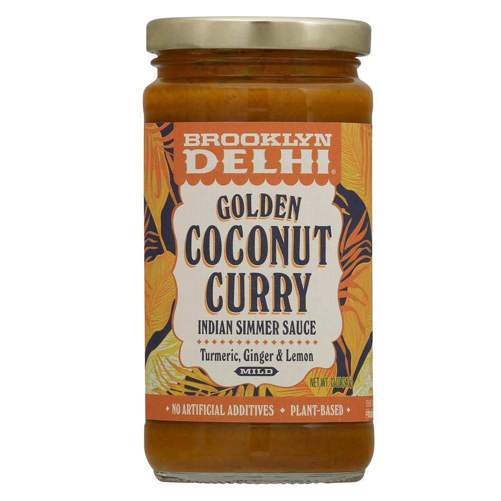 Brooklyn Delhi Golden Coconut Curry Indian Simmer Sauce - Mild, 12 oz
