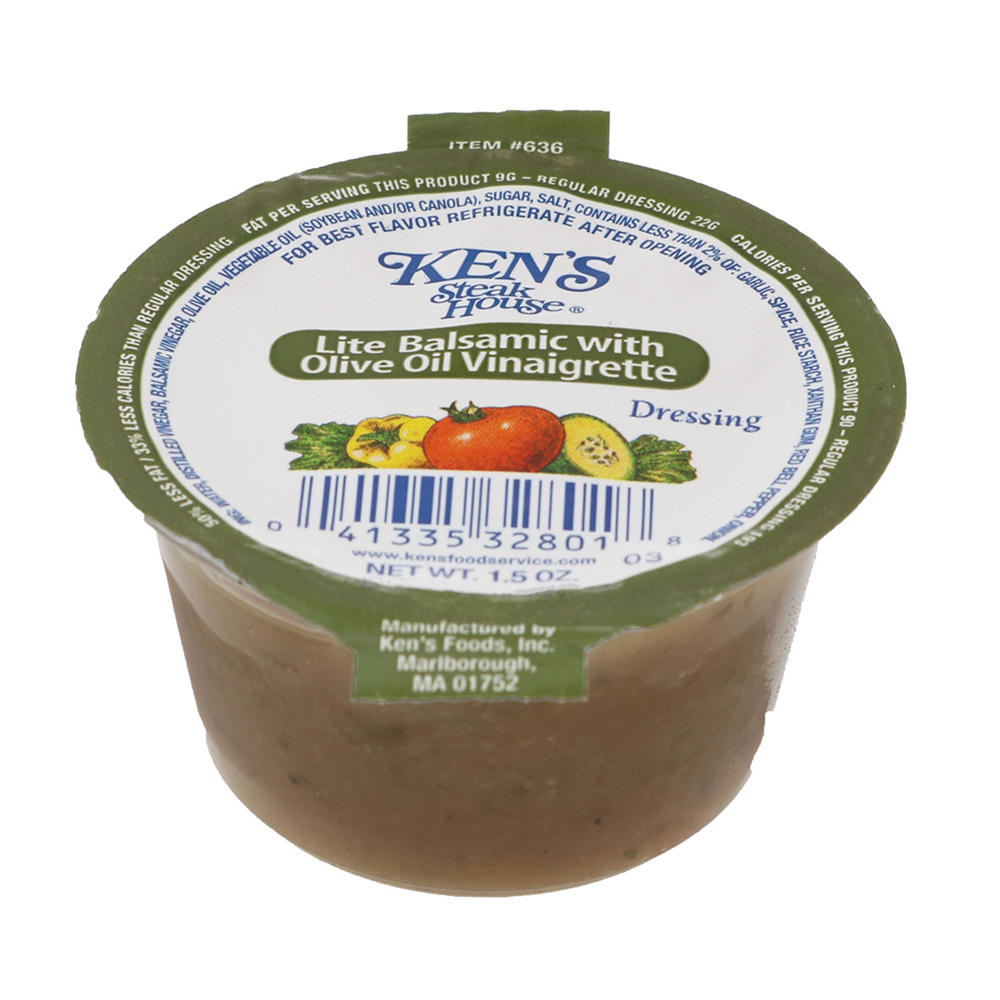 Ken's Steak House Lite Balsamic Vinaigrette with Olive Oil Salad Dressing Cup, 1.5 oz