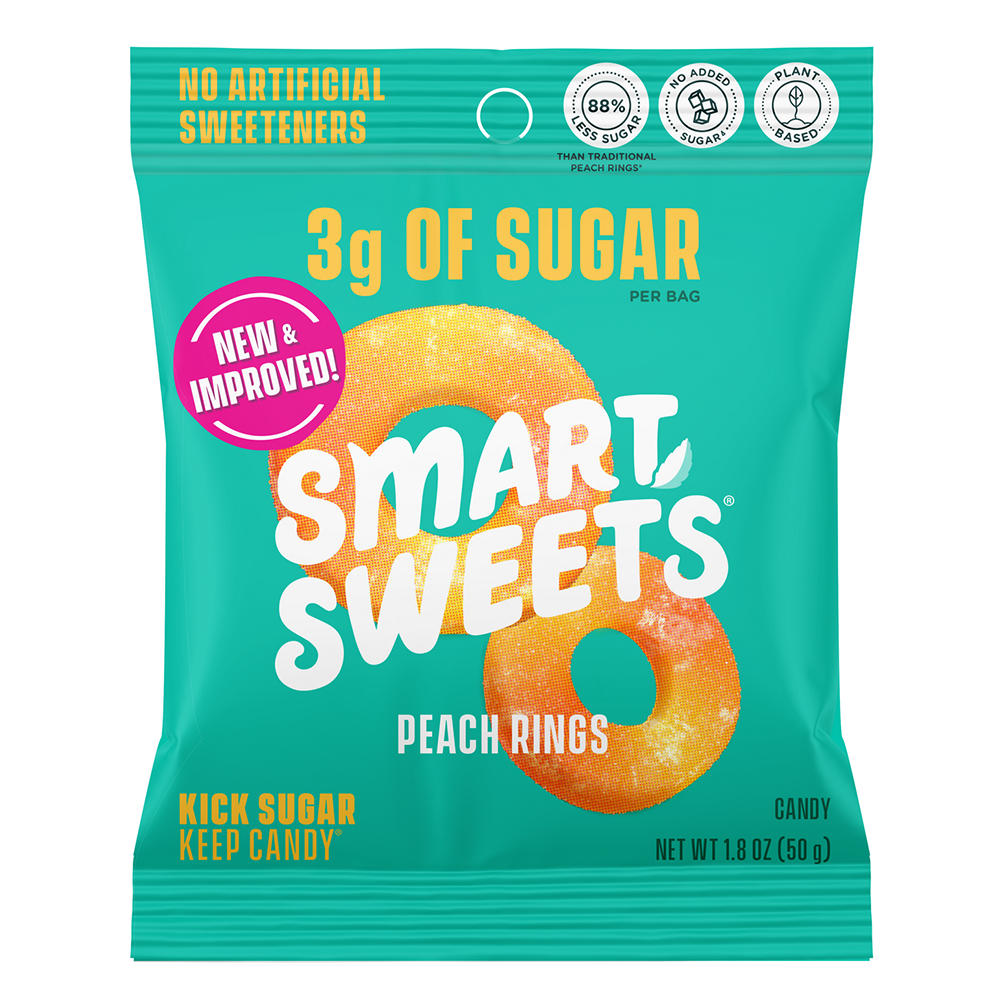 SmartSweets Peach Rings Candy, 1.8 oz