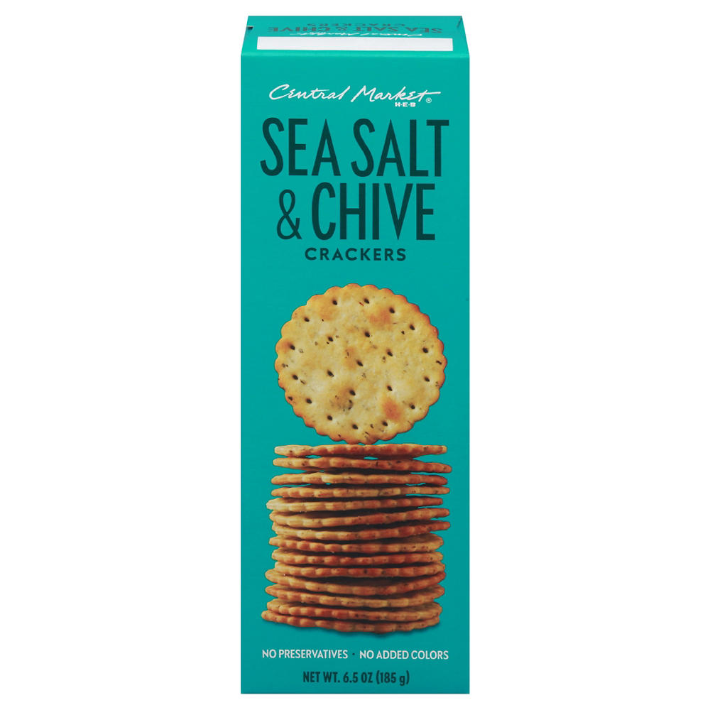 Central Market Sea Salt & Chive Crackers, 6.5 oz
