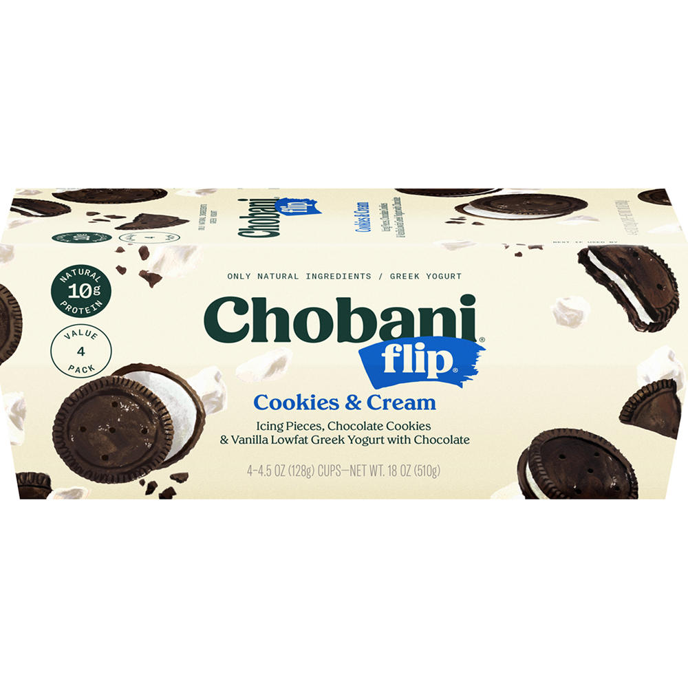 Chobani Flip Low-Fat Cookies & Cream Greek Yogurt, 4 ct