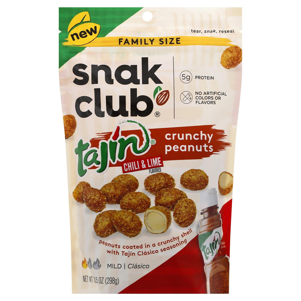 Snak Club Tajin Chili & Lime Crunchy Peanuts - Family-Size, 10.5 oz