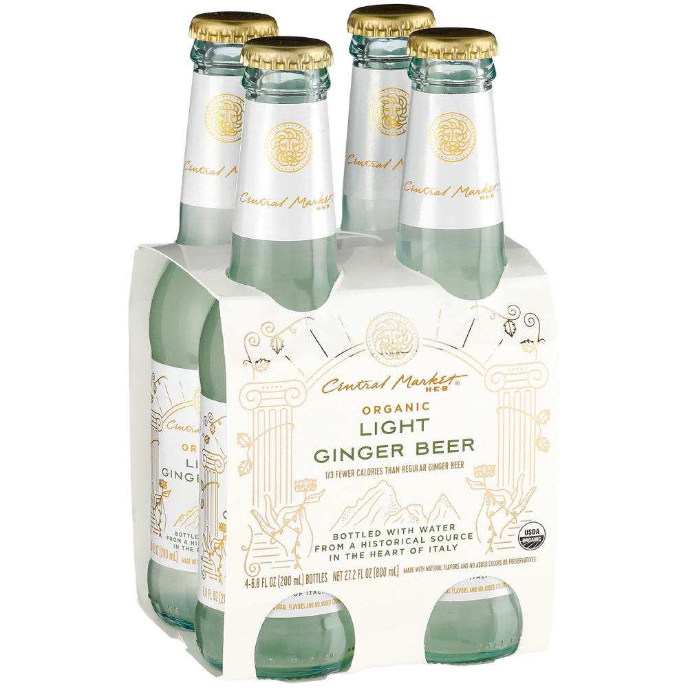 Central Market Organic Light Ginger Beer 6.8 oz Bottles, 4 pk