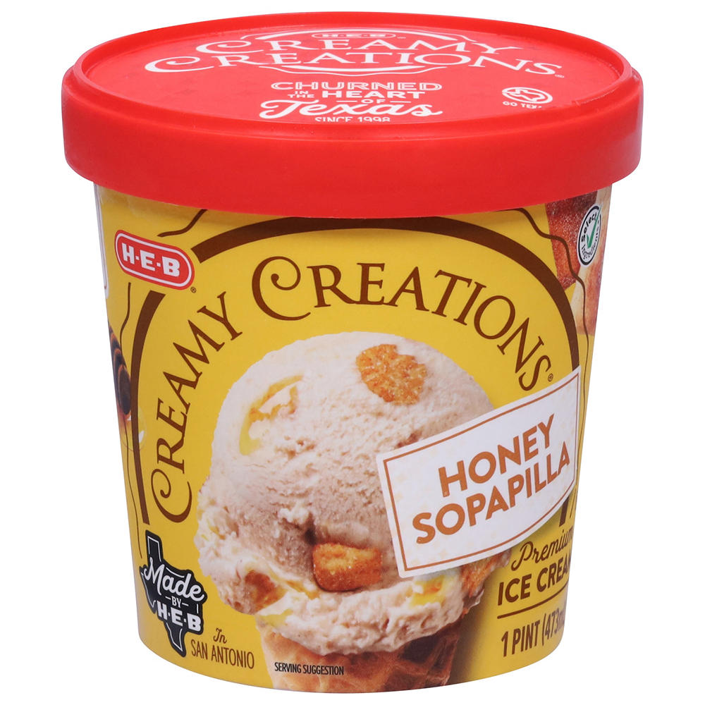 H-E-B Creamy Creations Honey Sopapilla Ice Cream, 1 pt