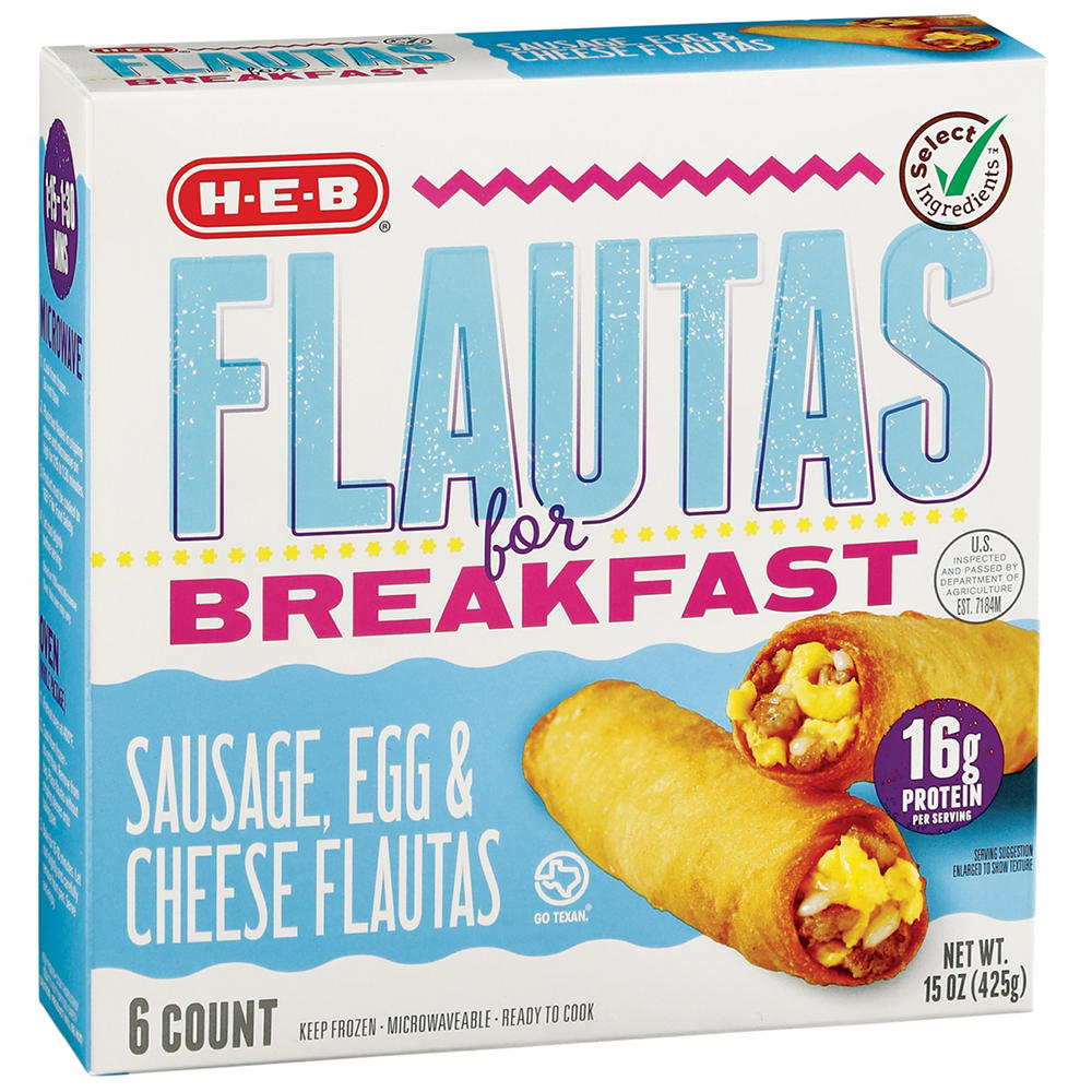 H-E-B Frozen Breakfast Flautas - Sausage, Egg & Cheese, 6 ct