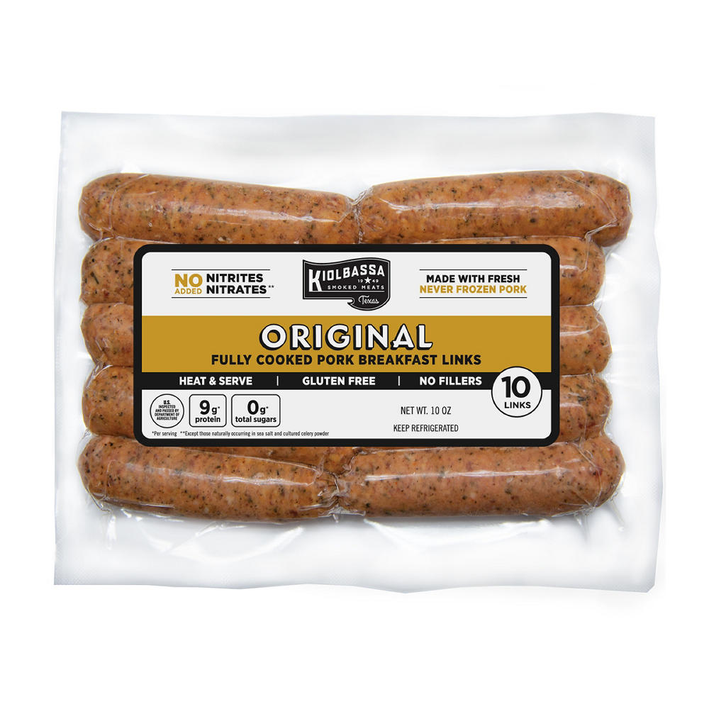 Kiolbassa Original Fully Cooked Pork Breakfast Links, 10 ct, 10 oz