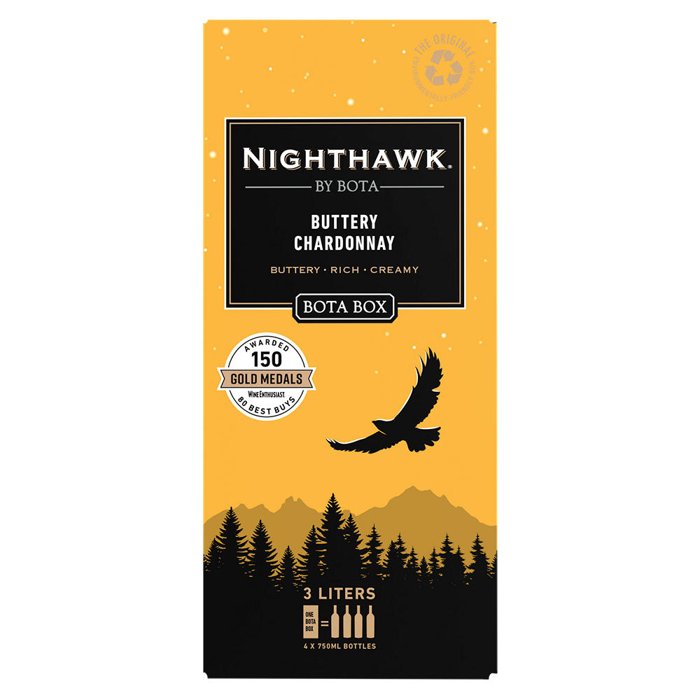 Bota Box Nighthawk Gold Buttery Chardonnay California Box White Wine, 3 L