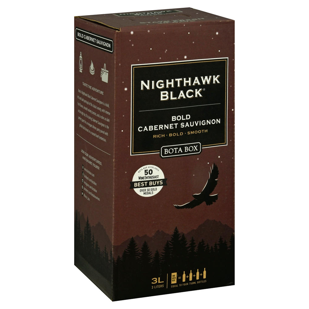 Bota Box Nighthawk Black Cabernet Sauvignon California Box Red Wine, 3 L