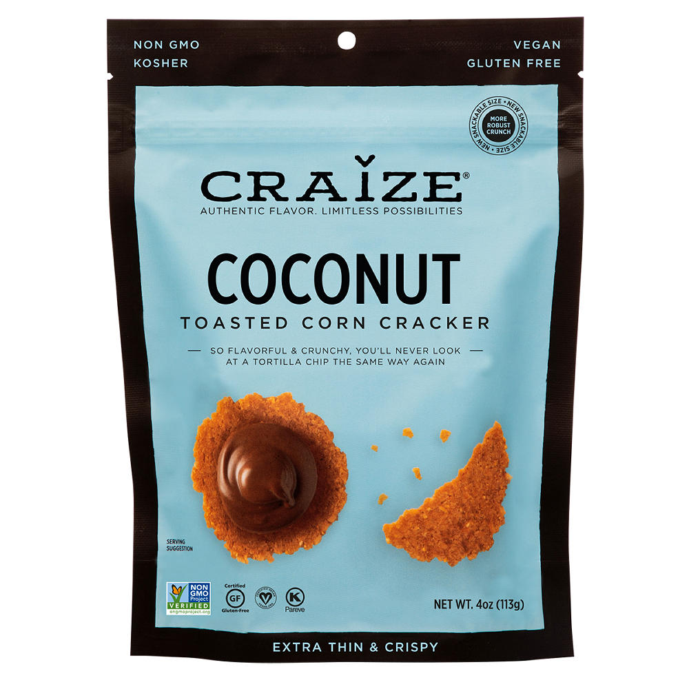 Craize Coconut Toasted Corn Crackers, 4 oz