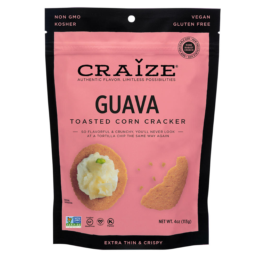 Craize Guava Toasted Corn Crackers, 4 oz