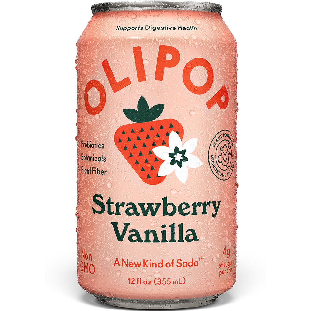 Olipop Prebiotic Soda - Strawberry Vanilla, 12 oz