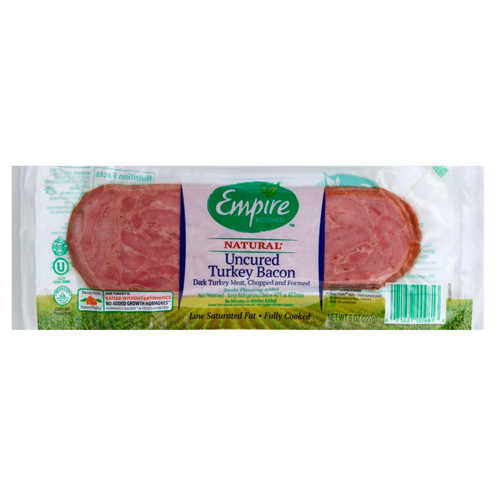 Empire Kosher Natural Uncured Turkey Bacon, 8 oz