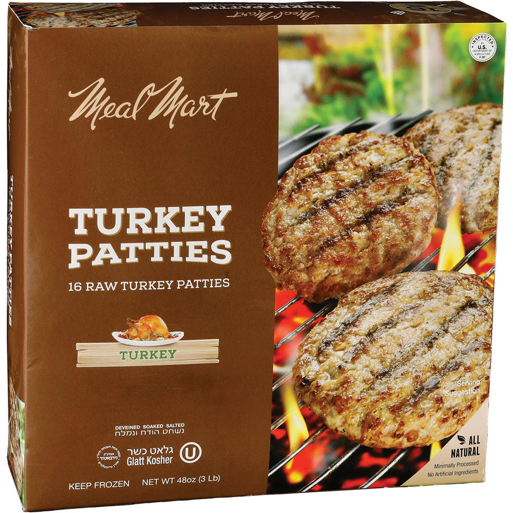 Meal Mart Turkey Patties, Kosher, 16 ct
