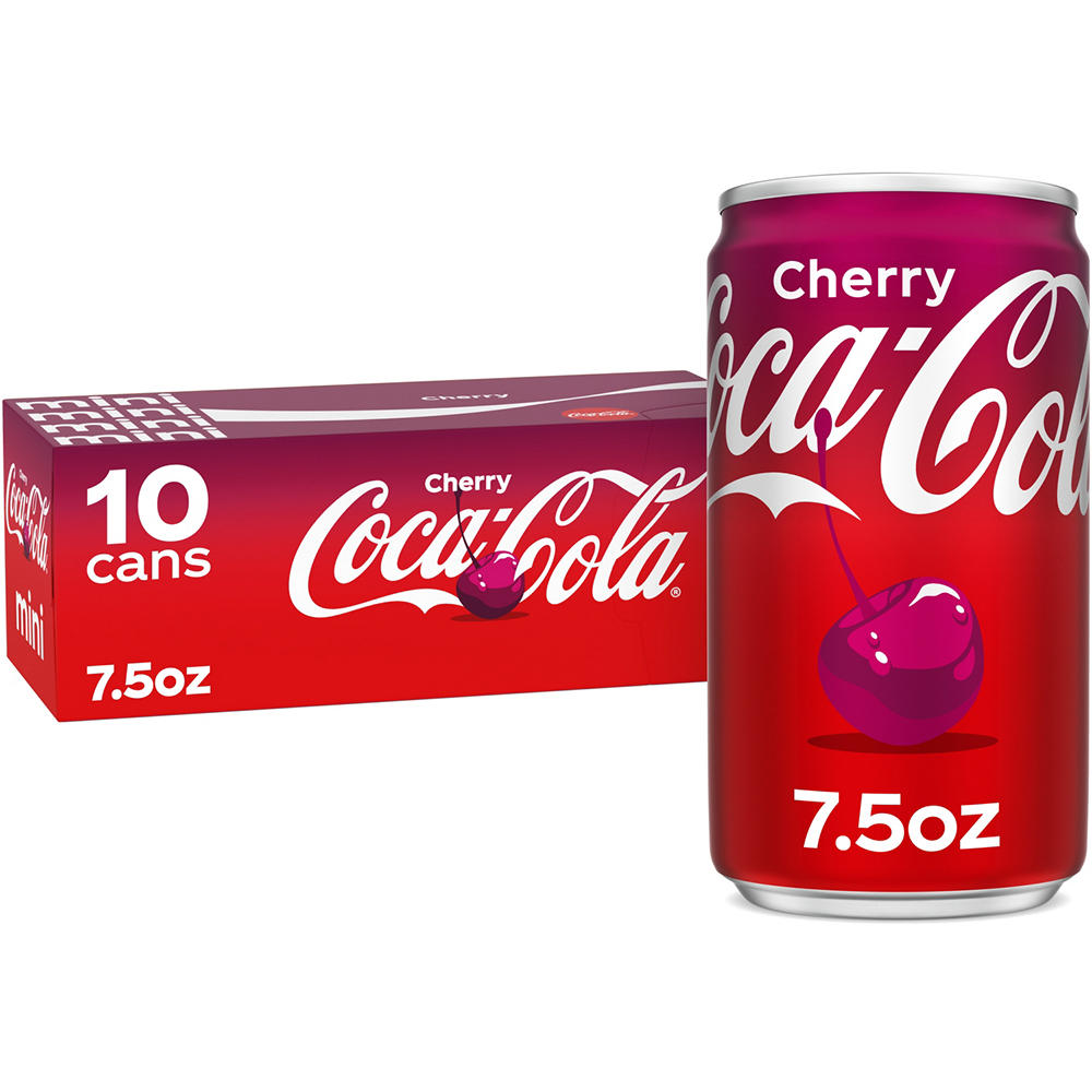 Coca-Cola Cherry Soda Soft Drink Fridge Pack 10 pk Mini Cans, 7.5 oz