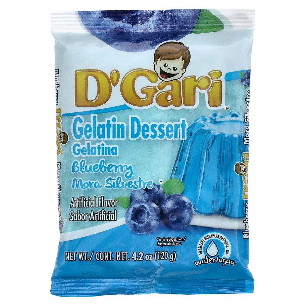 D'Gari Blueberry Gelatin Dessert, 4.2 oz