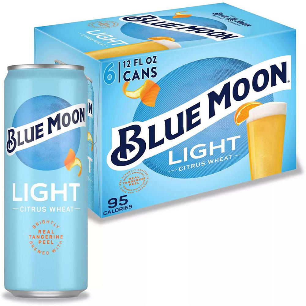 Blue Moon Light Sky Citrus Wheat Craft Beer 6 pk Cans, 12 oz