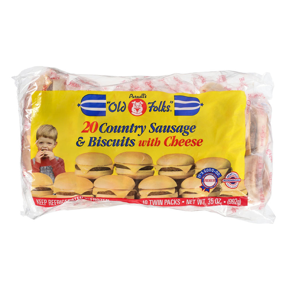 Purnell's Old Folks Country Sausage & Biscuits with Cheese, 20 ct