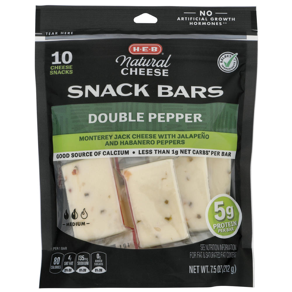 H-E-B Double Pepper Monterey Jack Cheese Snack Bars, 10 ct, 7.5 oz