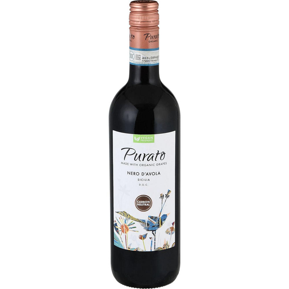 Purato Organic Nero D' Avola Italian Red Wine, 750 mL