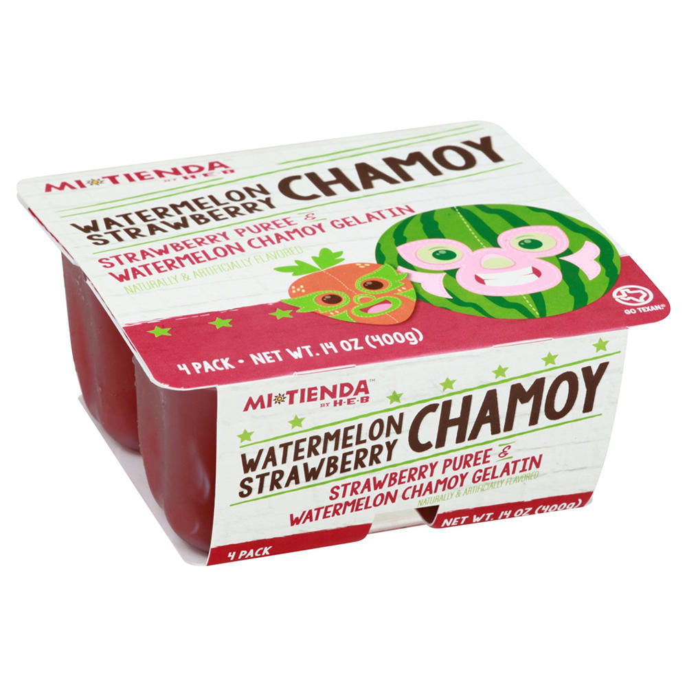 H-E-B Mi Tienda Gelatin Cups - Watermelon Strawberry Chamoy, 4 ct
