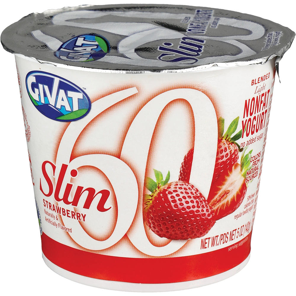 Givat Slim 60 Light Nonfat Blended Strawberry Yogurt, Kosher, 5 oz