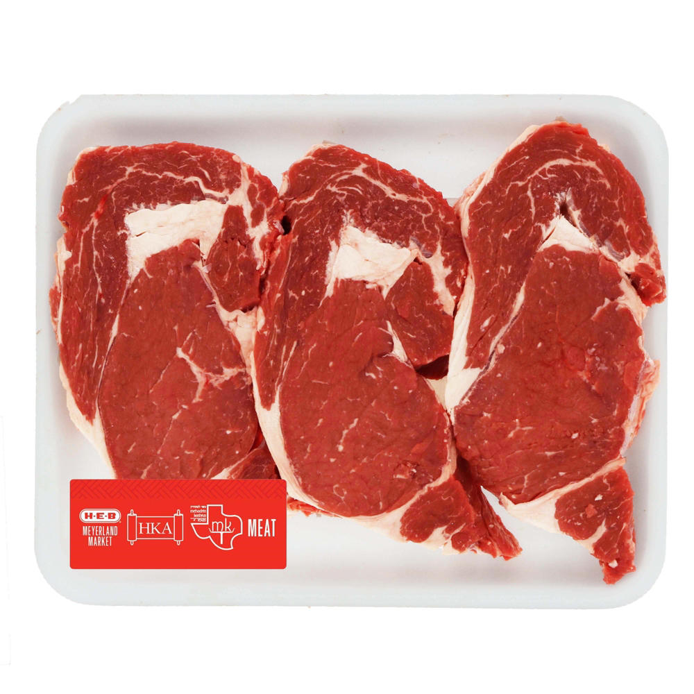 H-E-B Kosher Beef Ribeye Steak Boneless, Value Pack, Avg. 1.45 lbs