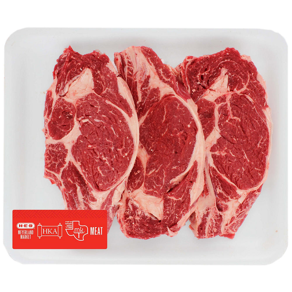 H-E-B Kosher Beef Ribeye Steak Bone-in, Value Pack, Avg. 1.82 lbs