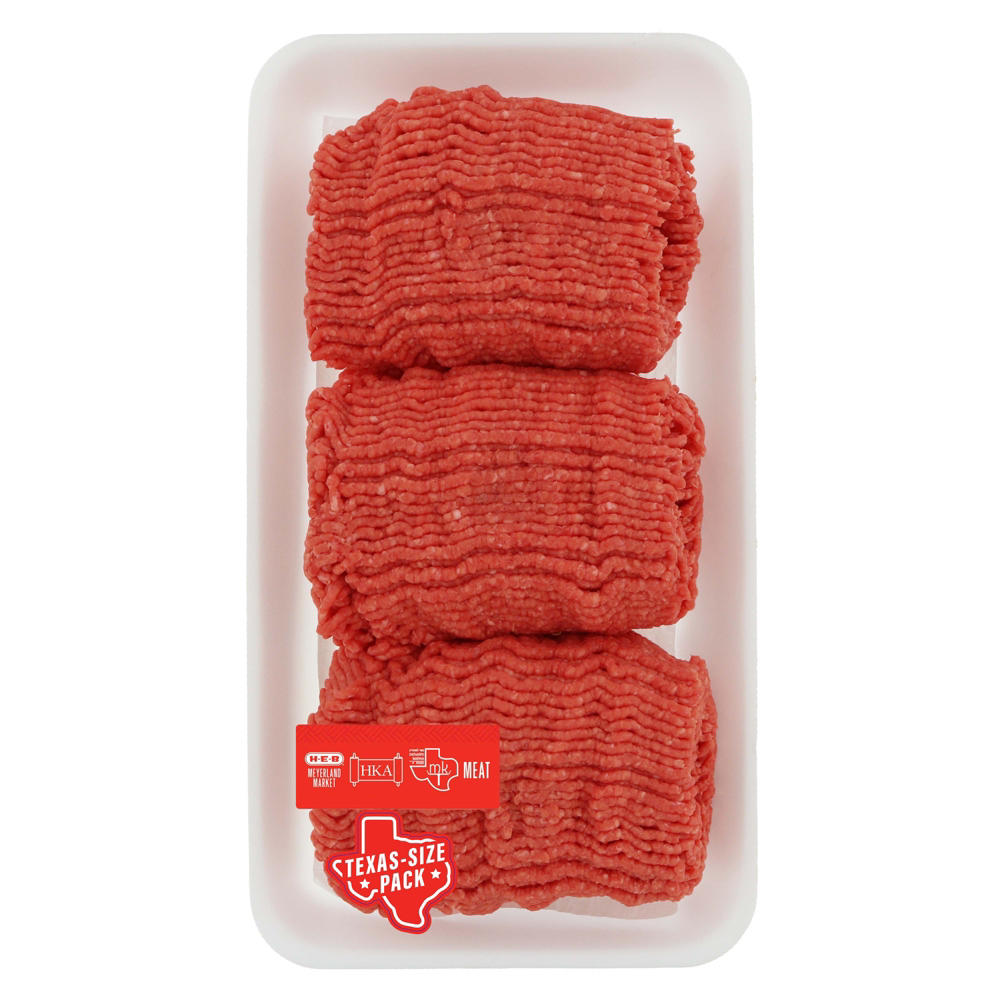 H-E-B Kosher Ground Beef Chuck, 80% Lean - Texas-Size Pack, Avg. 3.29 lbs
