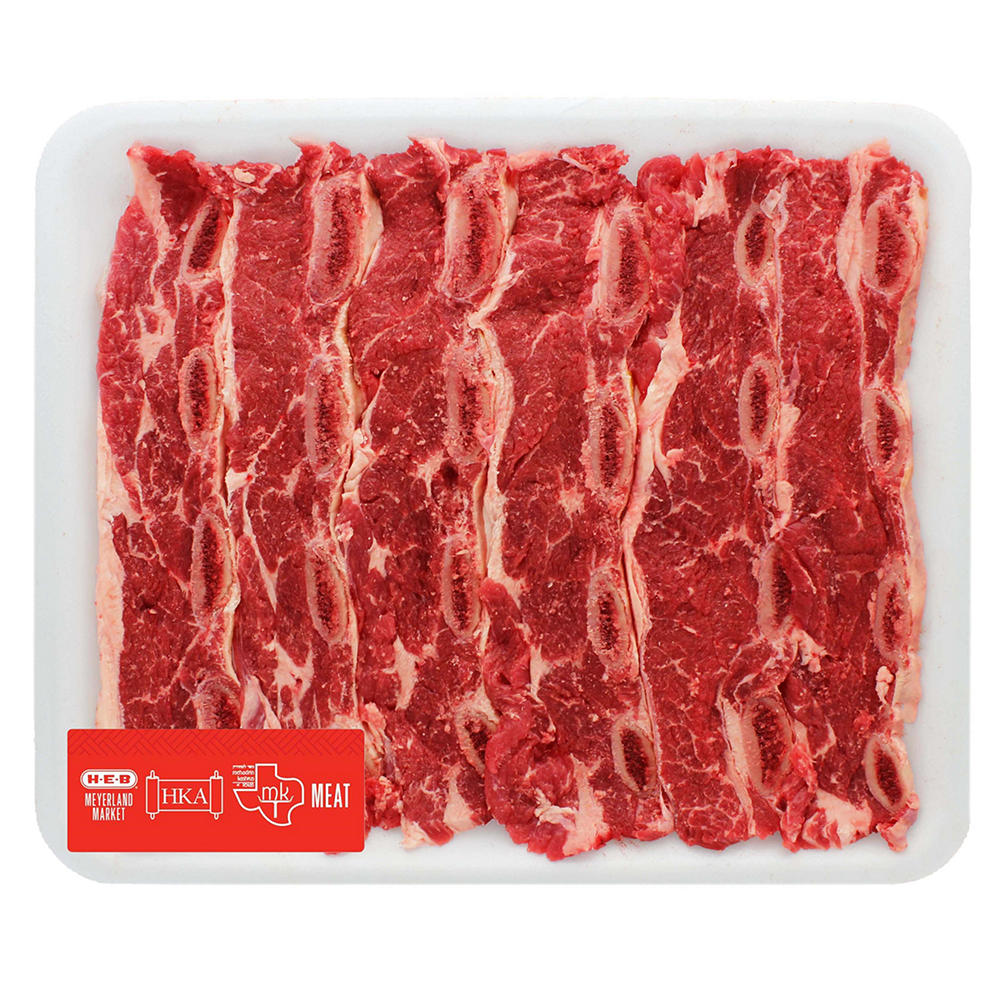H-E-B Kosher Beef Chuck Flanken Ribs Bone-in, Value Pack, Avg. 1.19 lbs
