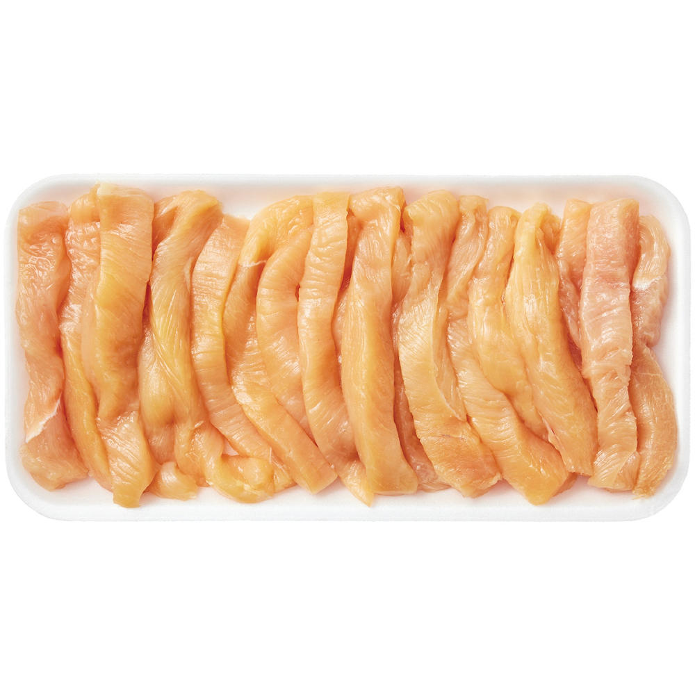 H-E-B Kosher Boneless Sliced Chicken Breast for Stir Fry, Avg. 0.8 lb