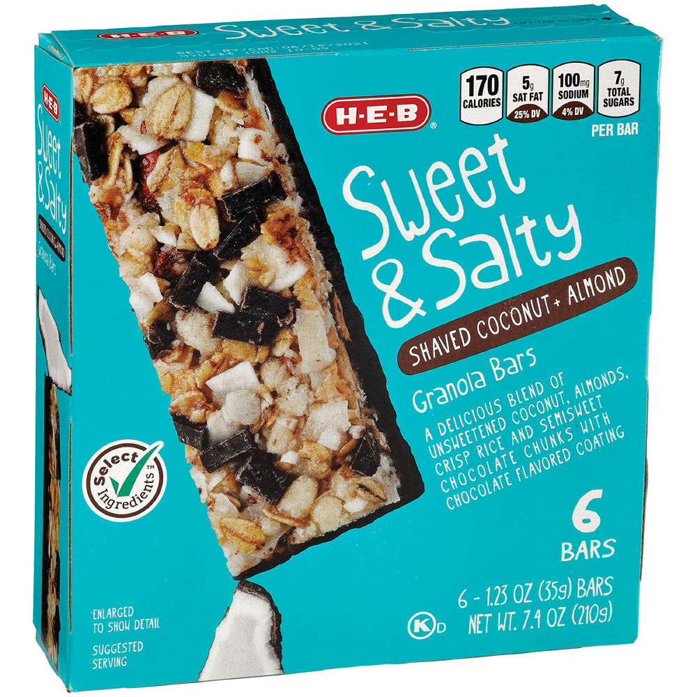 H-E-B Sweet & Salty Coconut & Almond Granola Bars, 6 ct