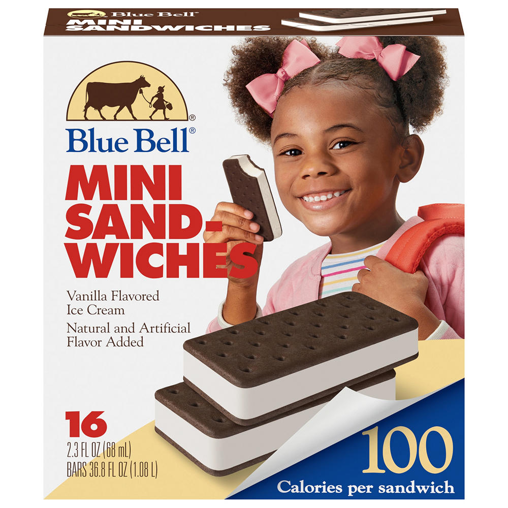 Blue Bell Mini Vanilla Ice Cream Sandwiches, 16 ct