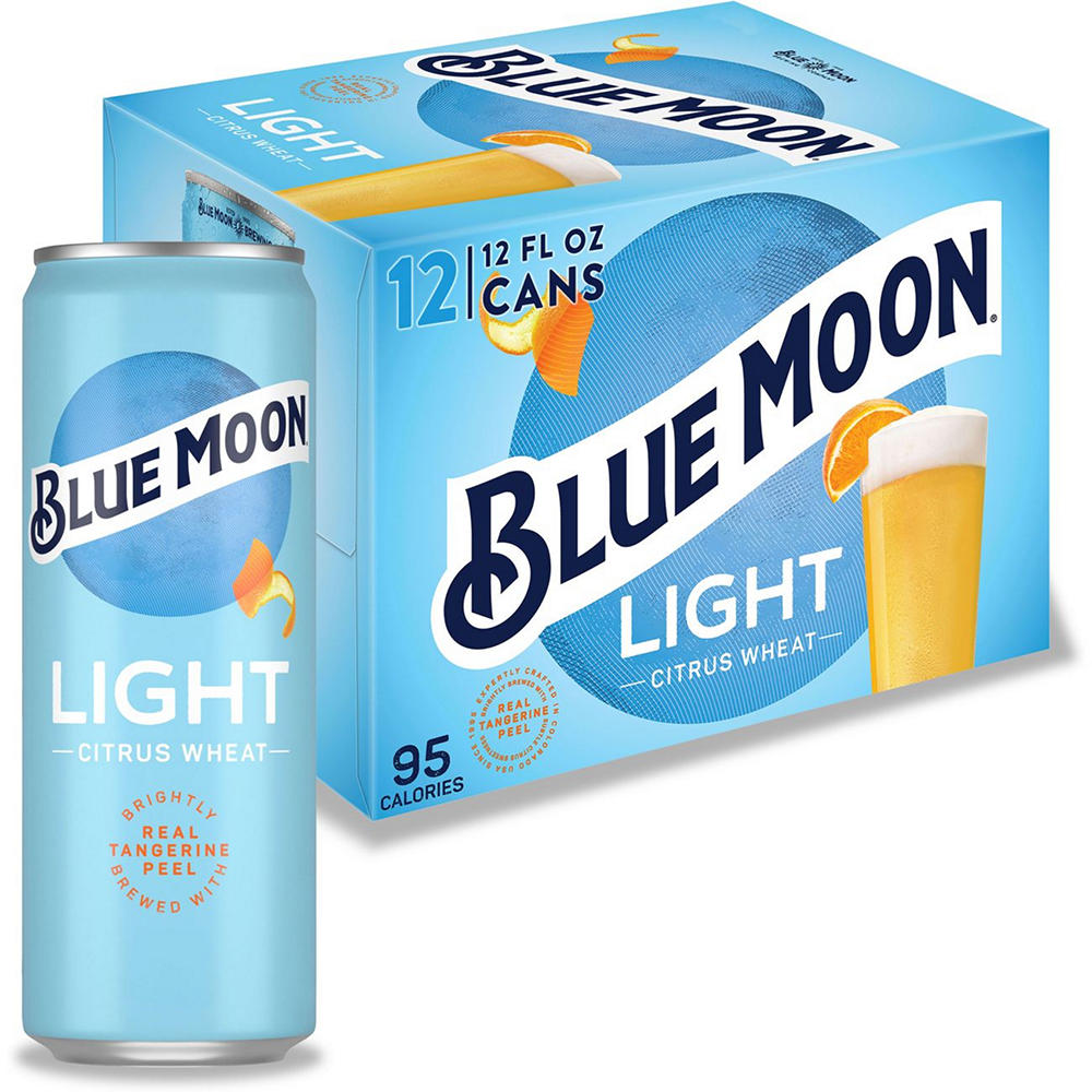 Blue Moon Light Sky Citrus Wheat Craft Beer 12 pk Cans, 12 oz