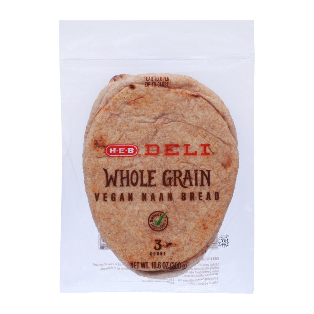 H-E-B Deli Naan Flatbread - Whole Grain, 3 ct