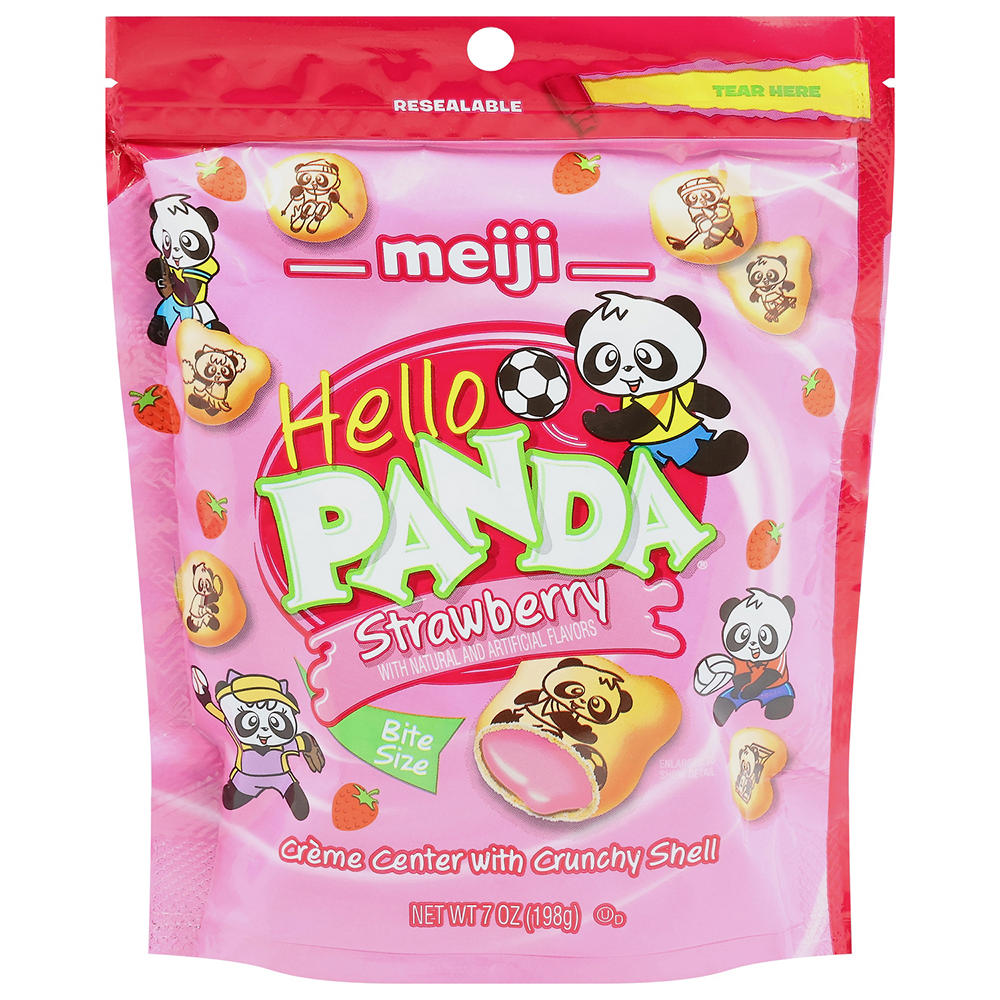Meiji Hello Panda Bite-Size Crunchy Cookies - Strawberry, 7 oz