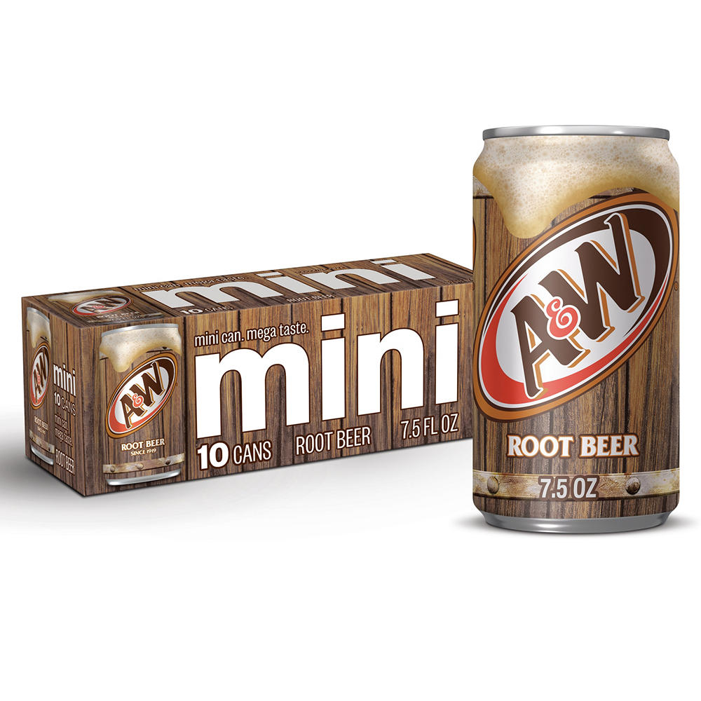 A&W Root Beer Caffeine Free Soda 10 pk Mini Cans, 7.5 oz