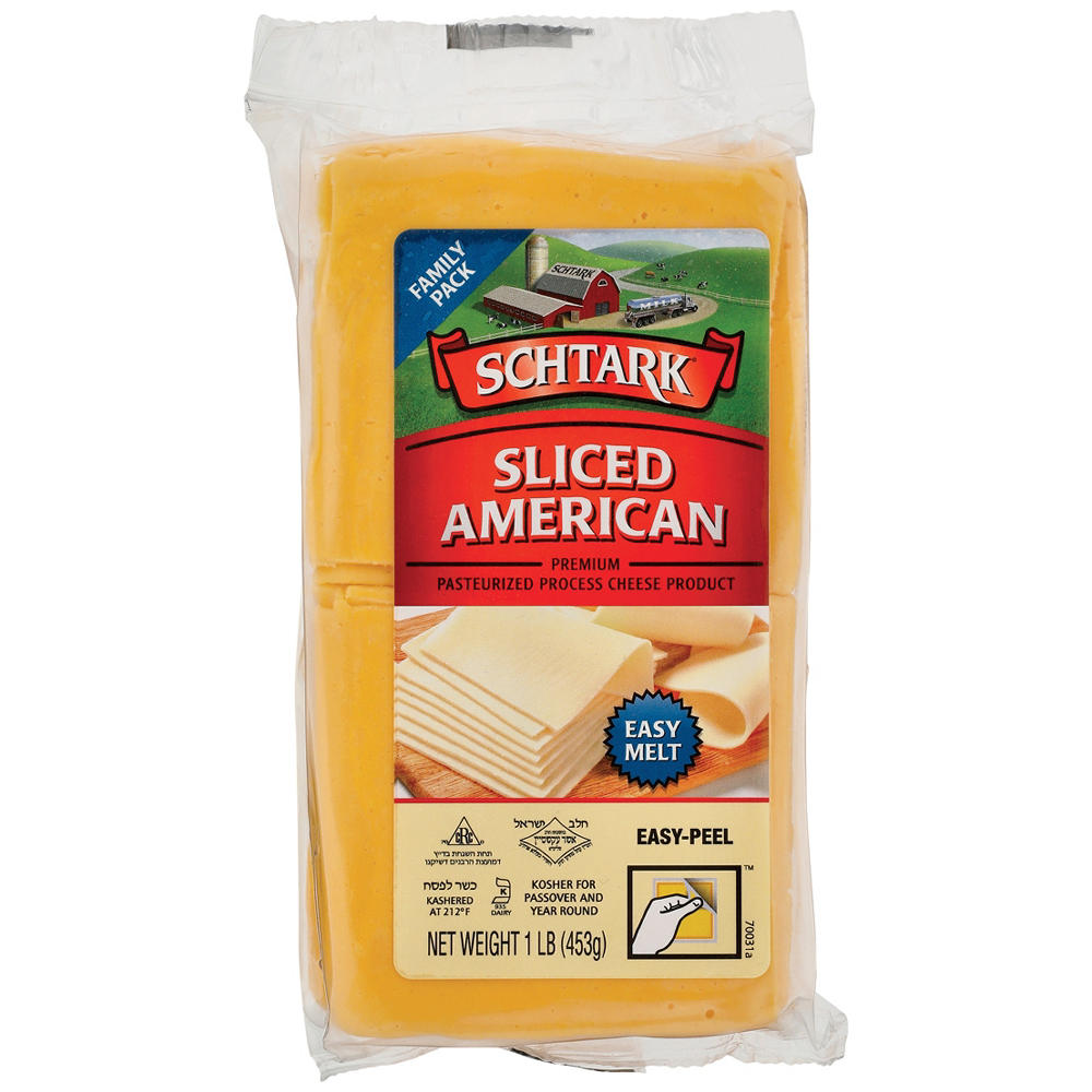 Schtark Sliced Yellow American Cheese, Kosher, 16 oz