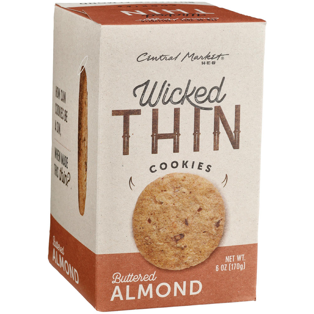 Central Market Wicked Thin Cookies - Buttered Almond, 6 oz