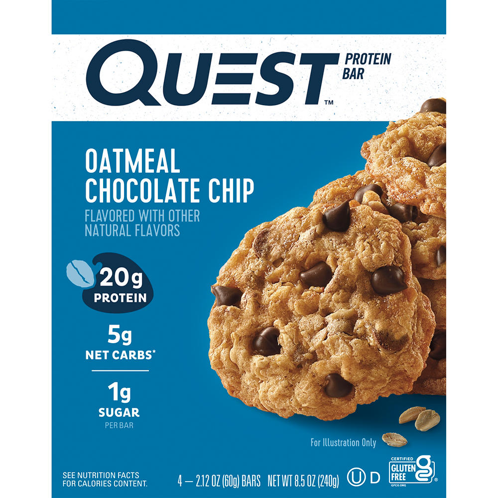 Quest 20g Protein Bars - Oatmeal Chocolate Chip, 4 ct