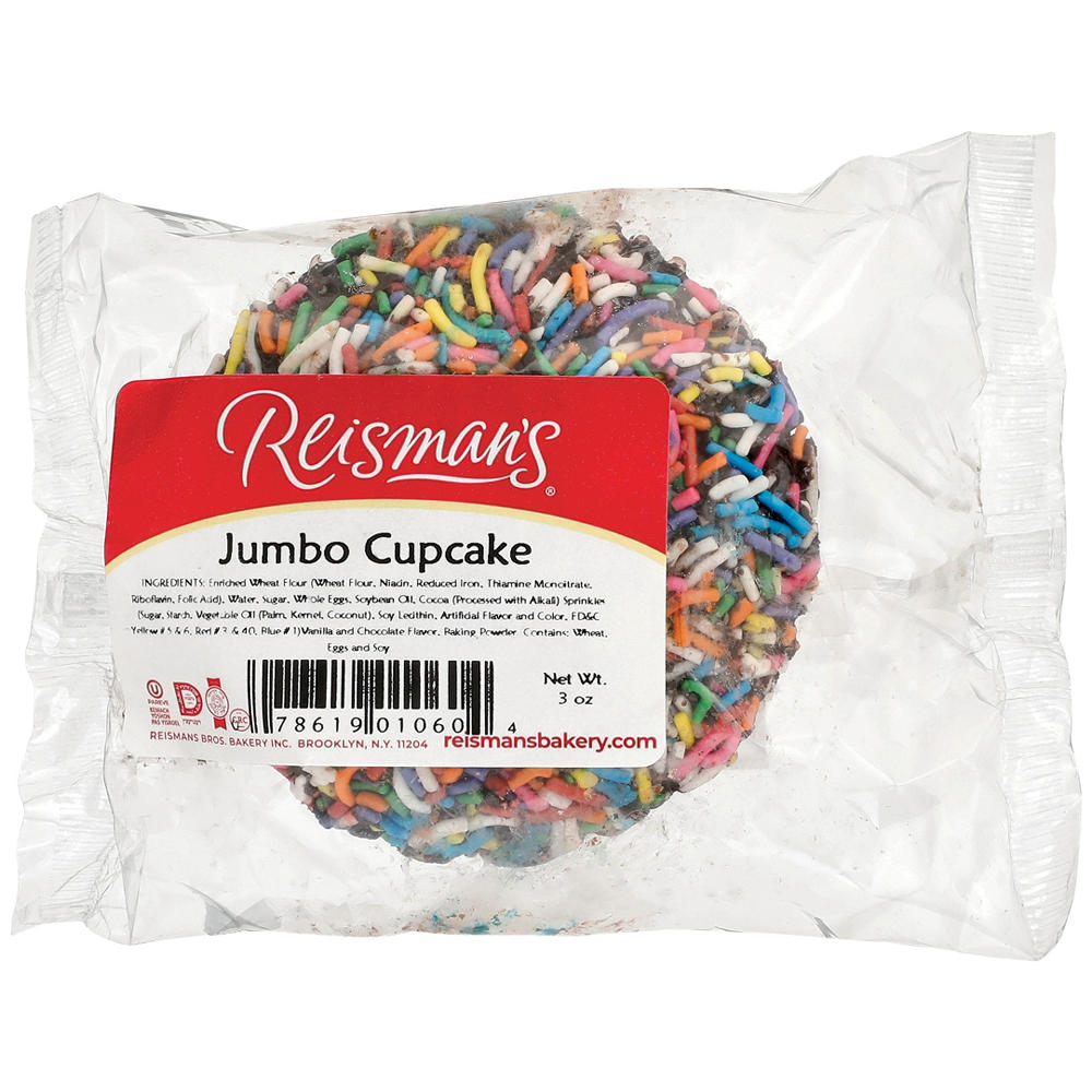 Reisman's Kosher Sprinkle Covered Jumbo Cupcake, 3 oz